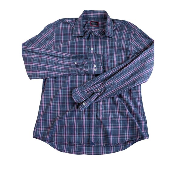 UNTUCKit Men’s 100% Cotton Regular Fit Blue Plaid Button Down Size Medium - Picture 1 of 7
